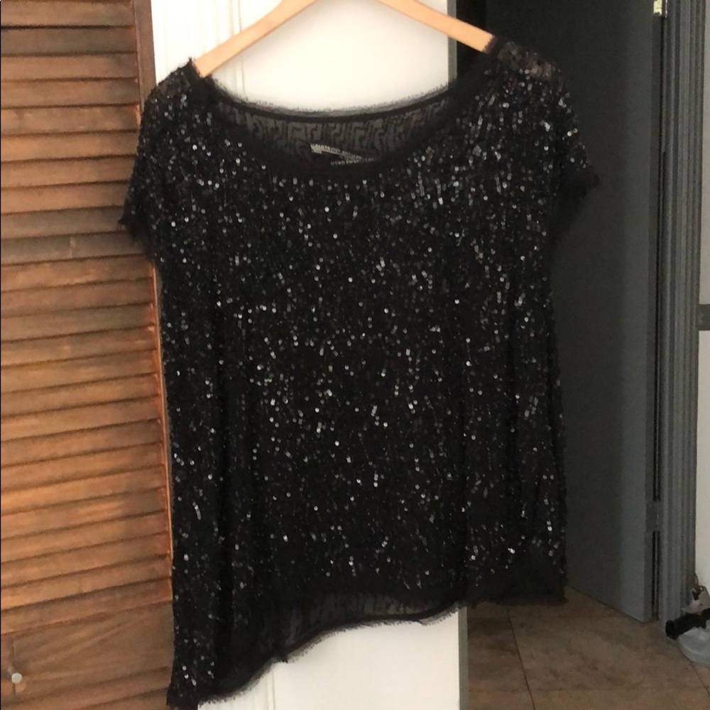 Allsaints black embellished beaded top